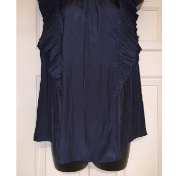 Joie Cruzita Pleated-ruffle Blouse In Midnight –– NWT - Picture 9 of 15